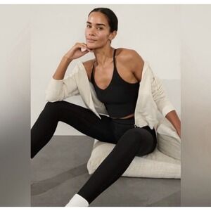 Athleta Elation V-Neck Rib Longline Sports Bra for A-C Bra Cups Black Size XS